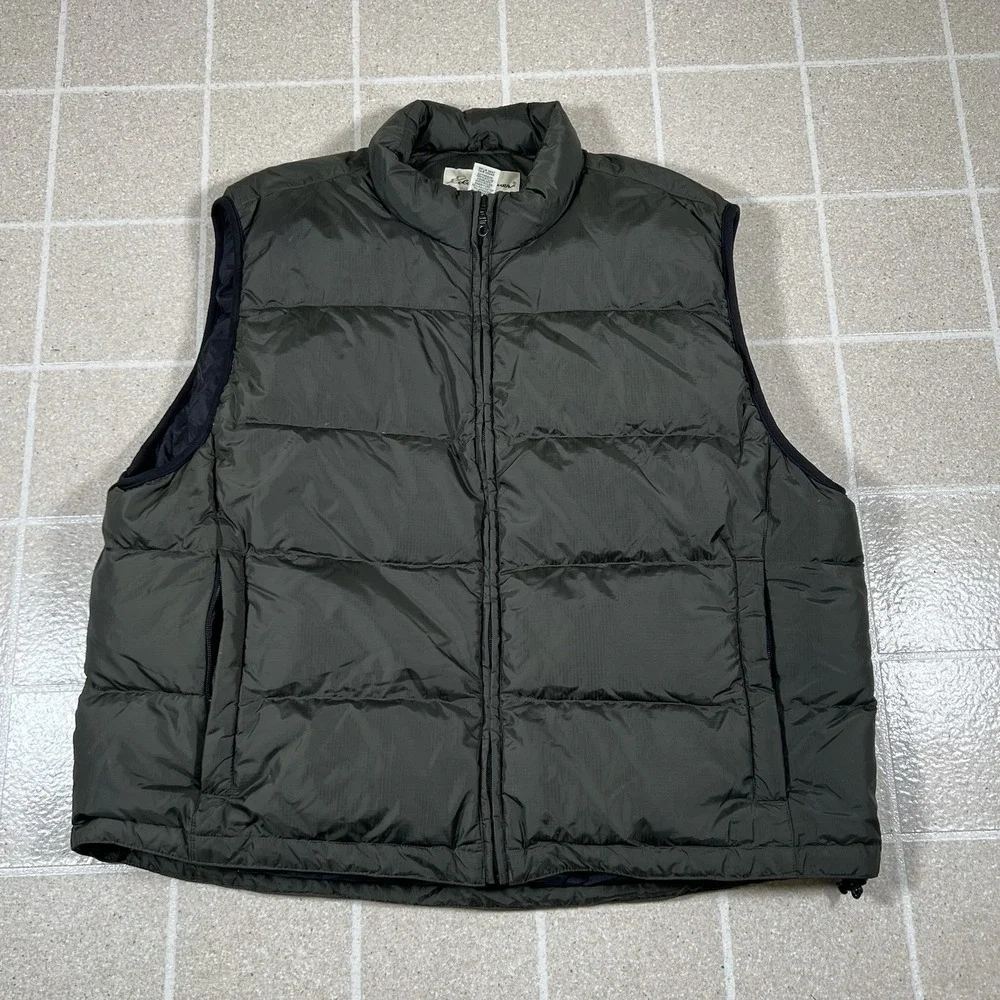 Vintage Eddie Bauer Men's Goose Down Puffer Vest Size 2XL Olive Military Green